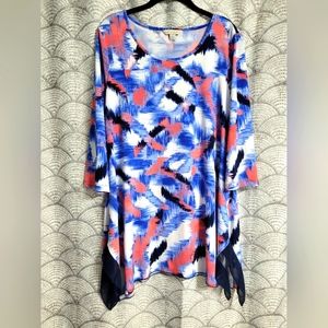 Laura Ashley Red, White, and Blue Sharkbite Blouse Size 1x